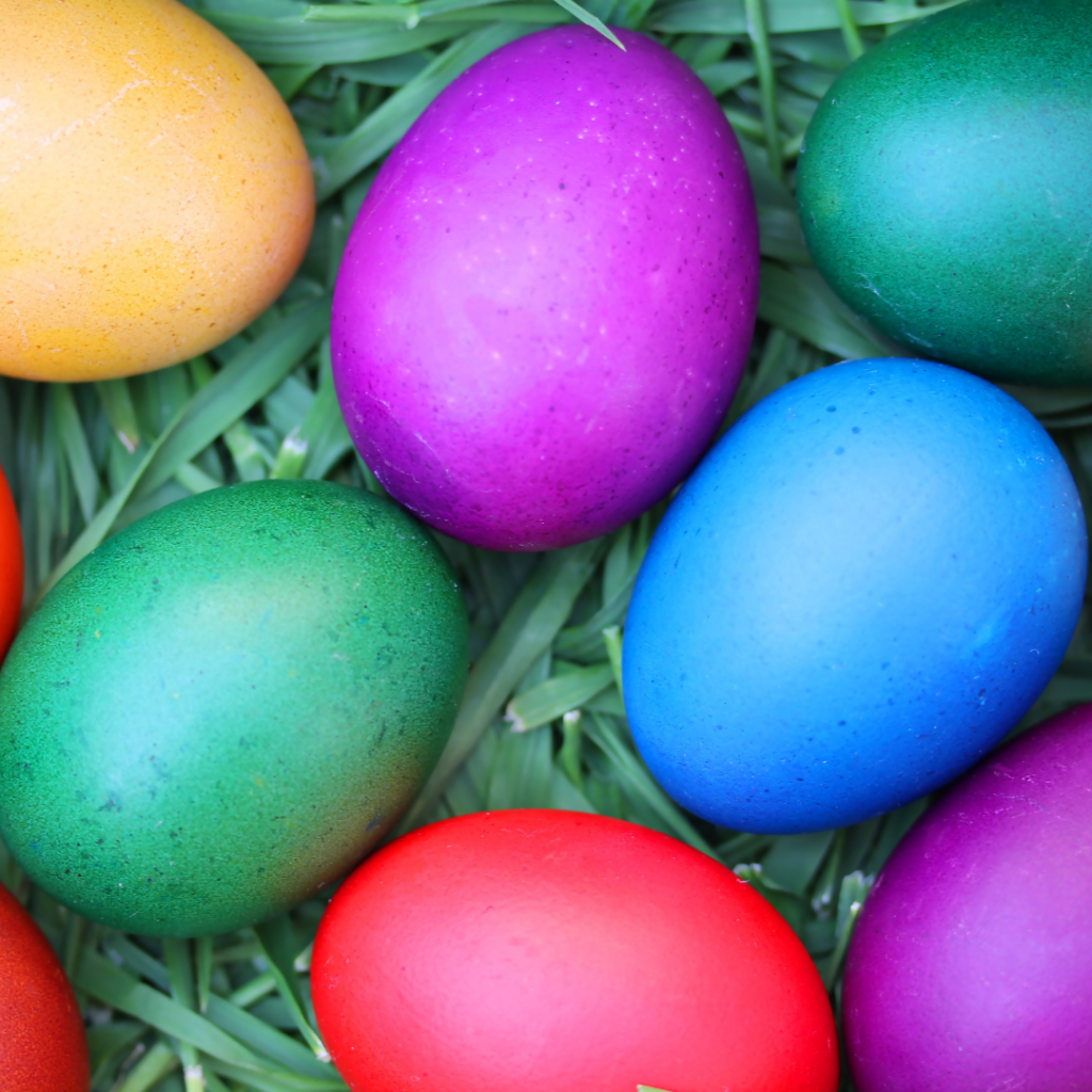 Easter eggs of different colors.